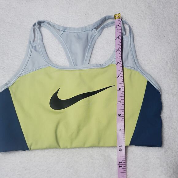 Nike Women's Swoosh Colorblock Medium Support Sports Bra XS Blue Green Mesh - Picture 5 of 8